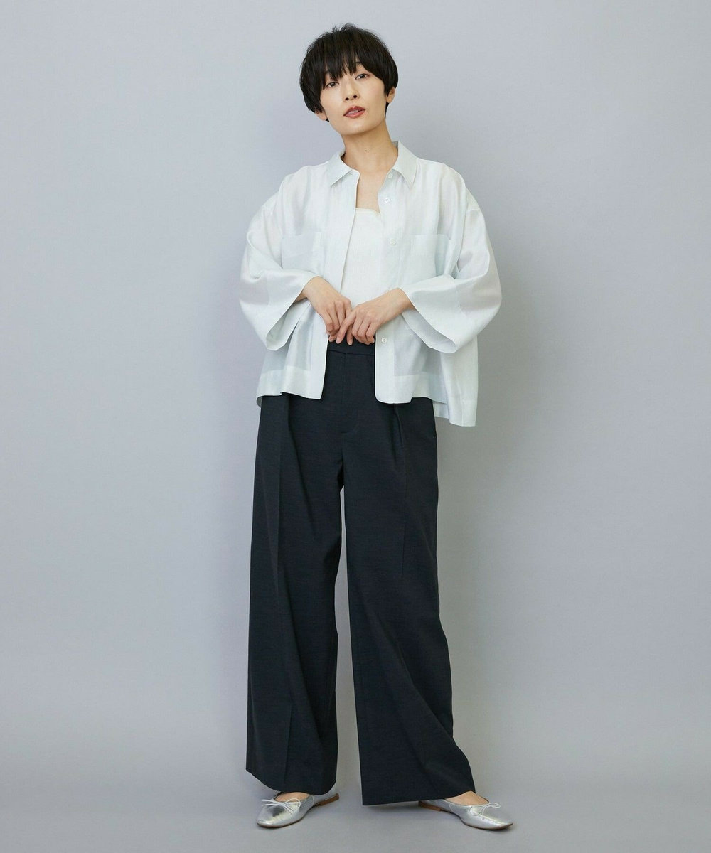 MOGA スタイリスト戸野塚かおるコラボ ドライリネンストレッチストレートパンツ スミクロ