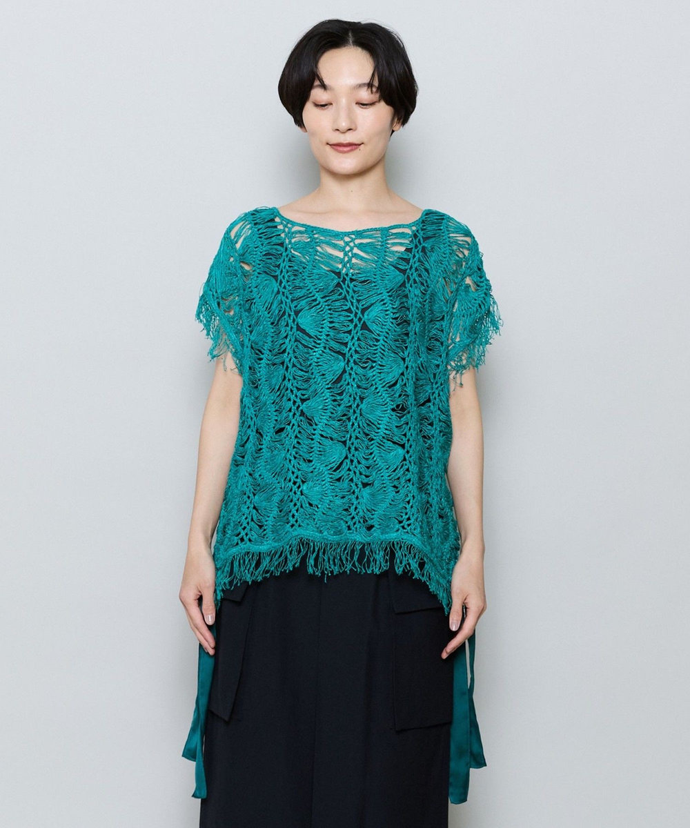 MOGA ヘアピンレースニットトップス グリーン