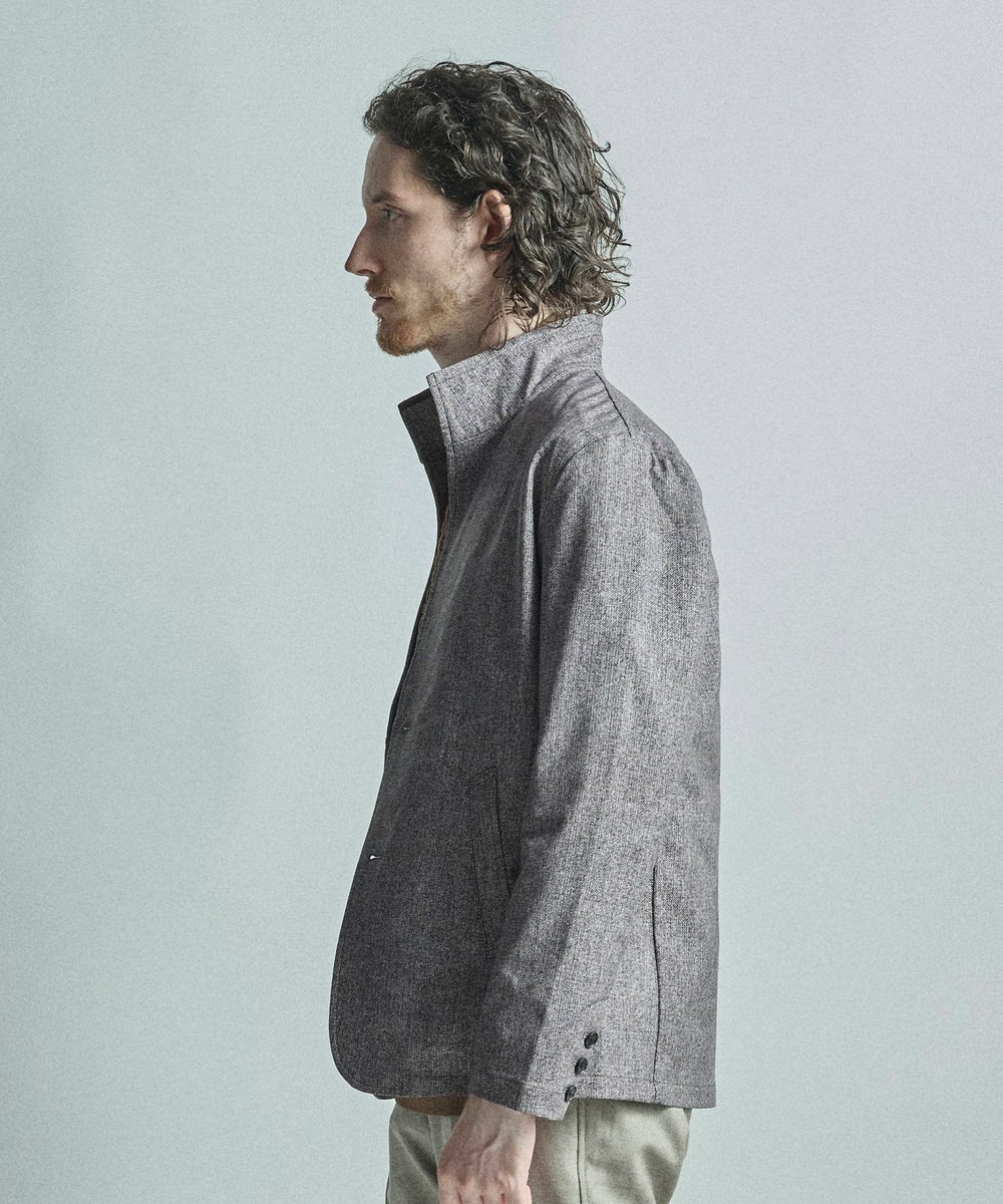 MEN'S BIGI ドットエアーヘリンボーンプリントスタンドカラージャケット＜保温/透湿/撥水/防シワ/ストレッチ＞ チャコールグレー