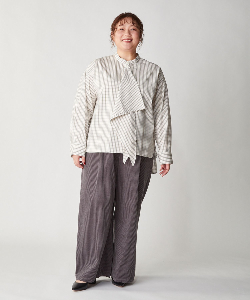 feerique Lサイズ（大きいサイズ） 【大きいサイズ】feerique タイプライターフリルシャツ チェック