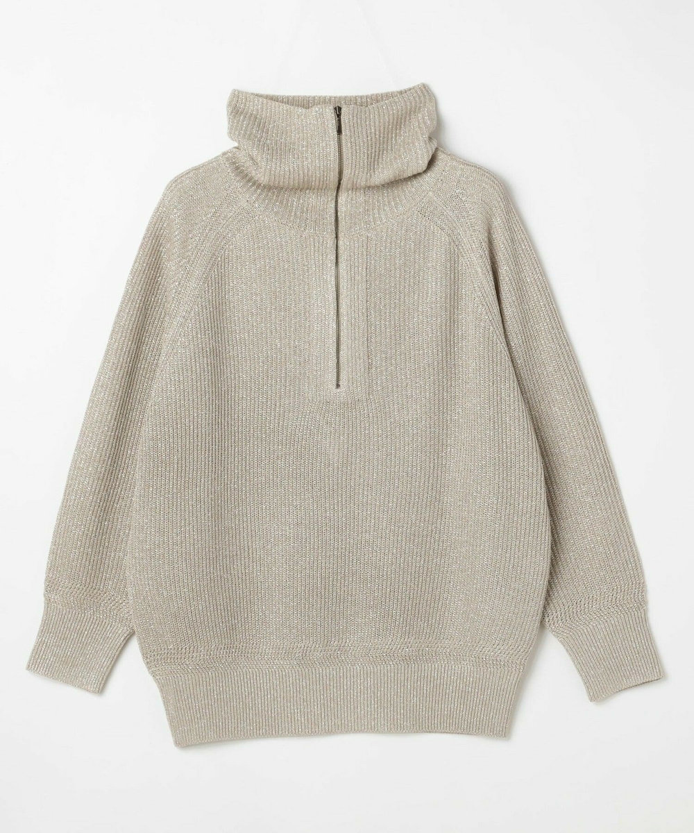 L'EQUIPE ラメハーフZIPニット ベージュ