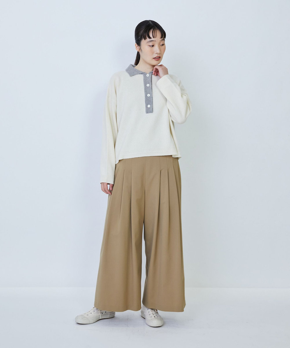 LOISIR ウール天竺ポロニット オフホワイト