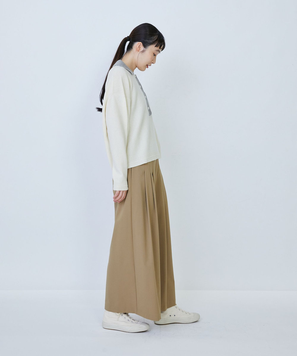 LOISIR ウール天竺ポロニット オフホワイト