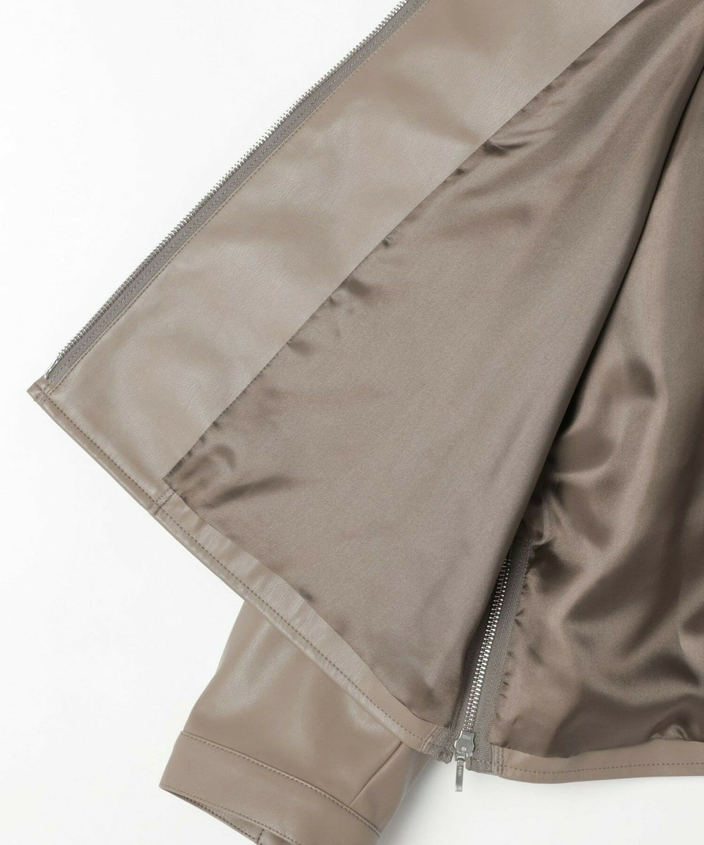 feerique Lサイズ（大きいサイズ） 【大きいサイズ】feerique フェイクレザーストレッチブルゾン モカ