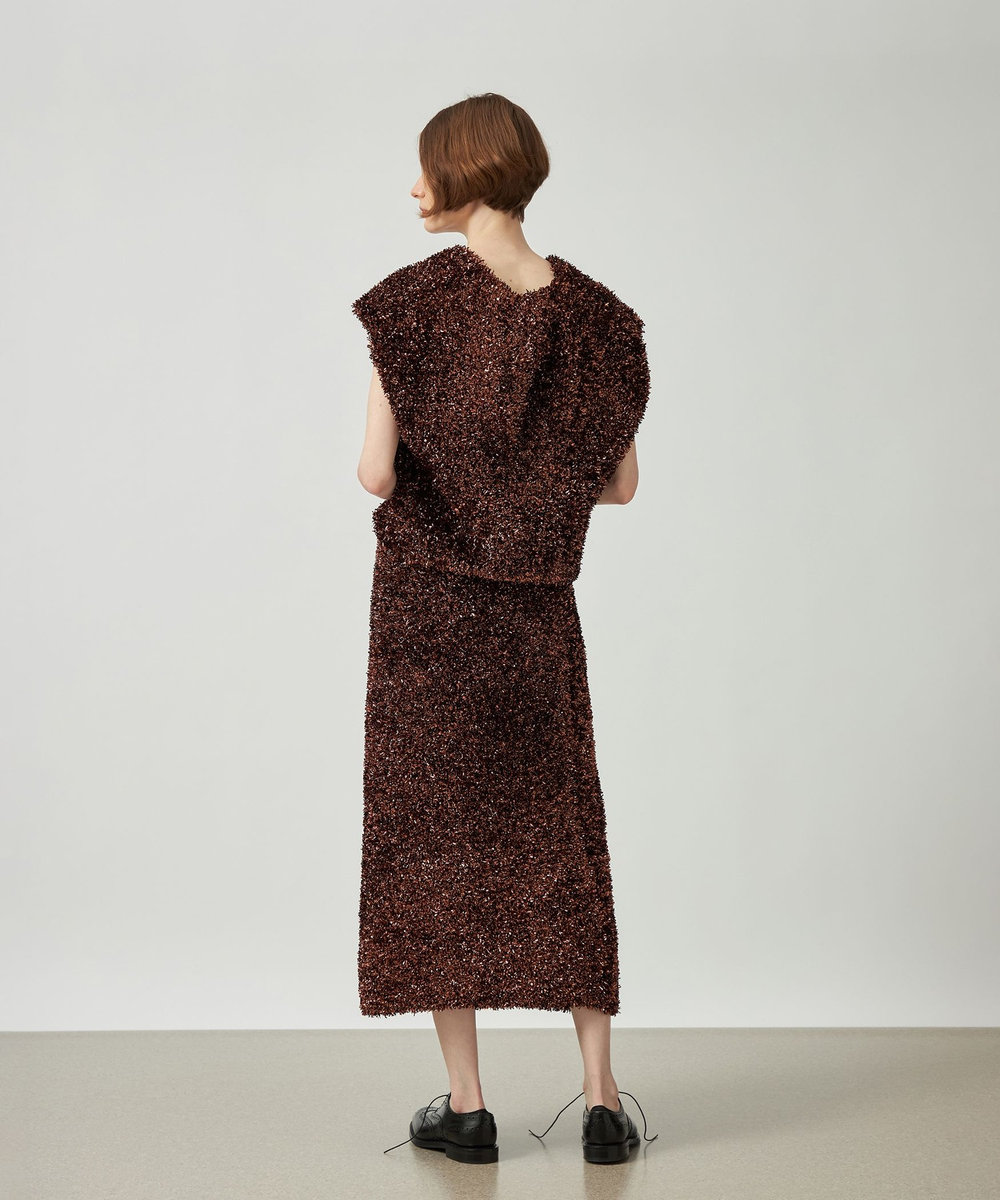 DÉPAREILLÉ METALLIC FILM YARN VEST / メタリックフィルムヤーンベスト ブロンズ