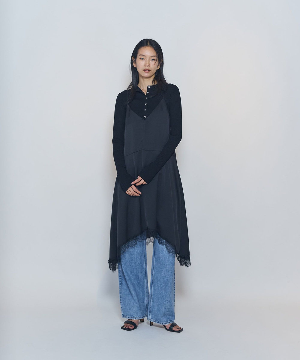 1er Arrondissement ワイドリブスキニーカーディガン ブラック
