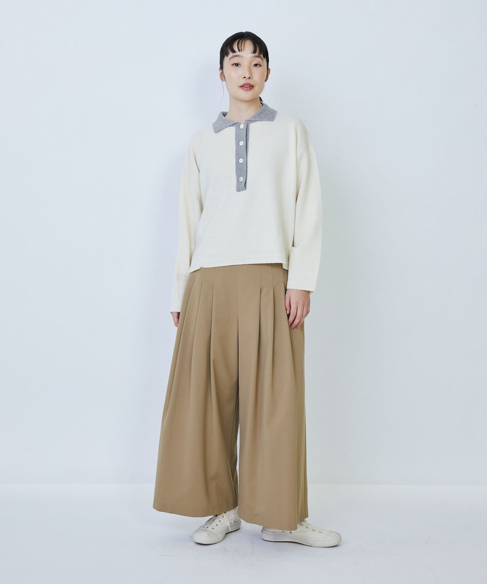 LOISIR ウール天竺ポロニット オフホワイト