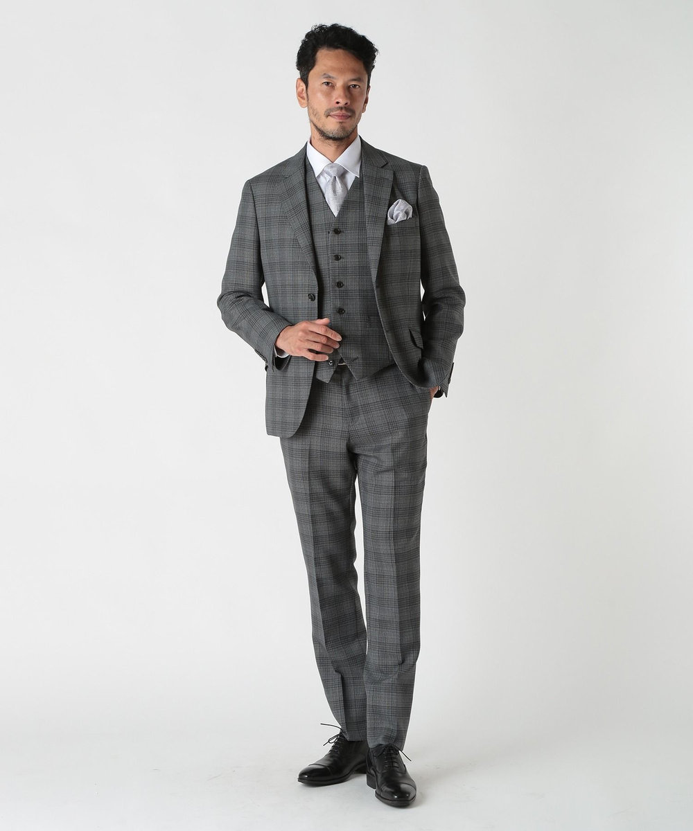 MEN'S BIGI ミックスヤーンブッチャーチェックスラックスパンツ グレー
