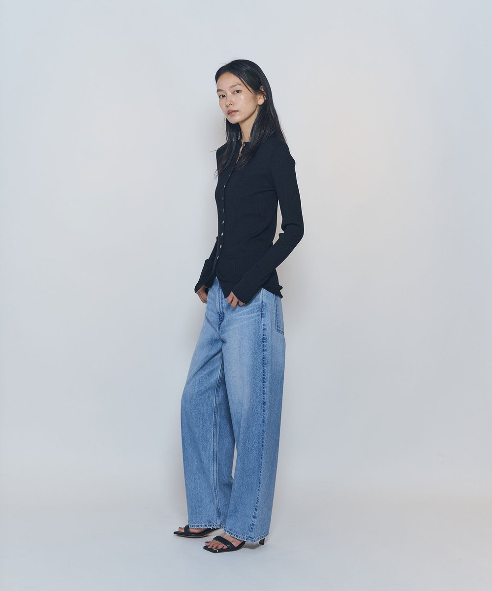 1er Arrondissement ワイドリブスキニーカーディガン ブラック