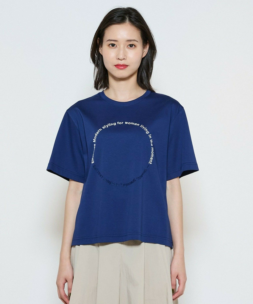 L'EQUIPE サークル刺繍Tシャツ ブルー