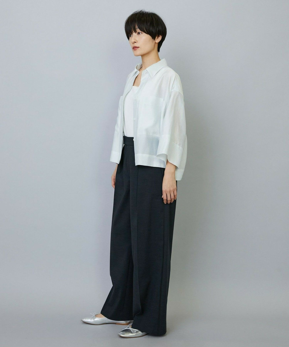 MOGA スタイリスト戸野塚かおるコラボ ドライリネンストレッチストレートパンツ スミクロ