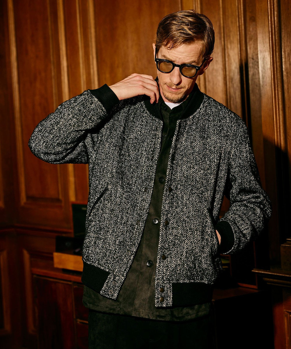MEN'S BIGI フェイクスエード リラックスフィットシャツ ブラック