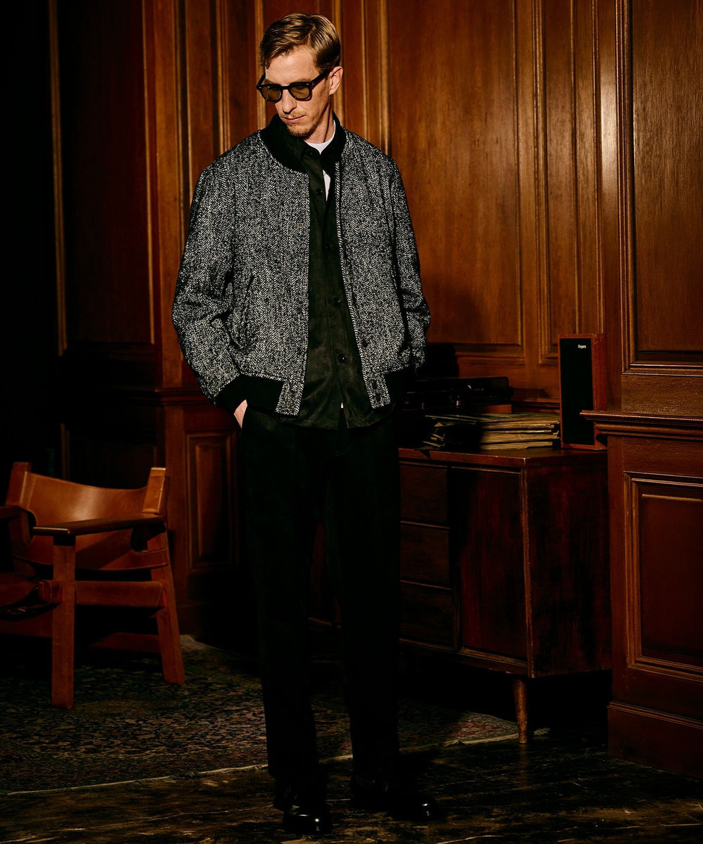 MEN'S BIGI フェイクスエード リラックスフィットシャツ ブラック