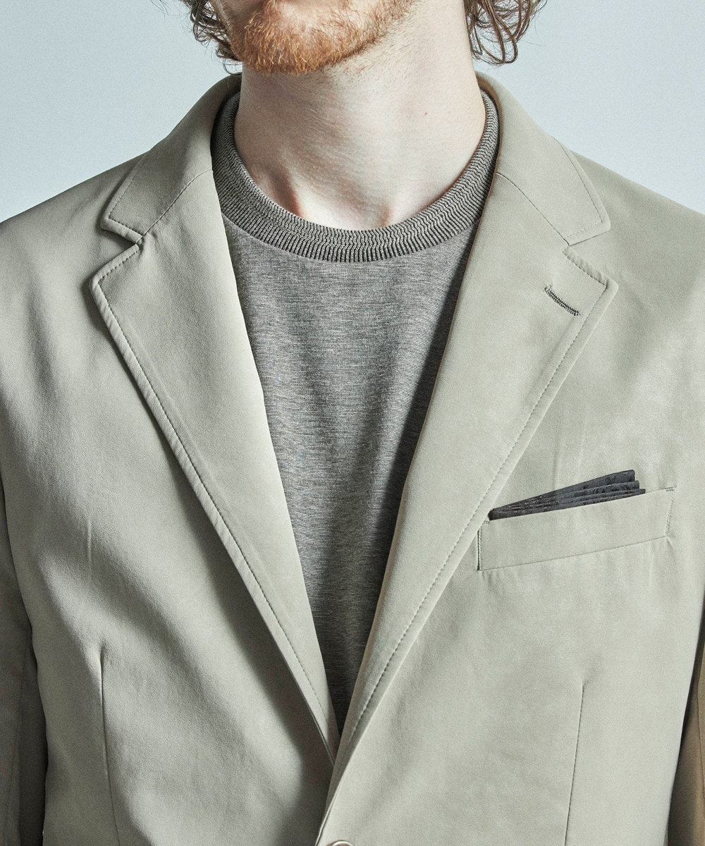 MEN'S BIGI フェイクレザー テーラードジャケット ベージュ