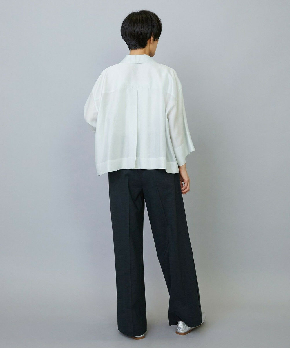 MOGA スタイリスト戸野塚かおるコラボ ドライリネンストレッチストレートパンツ スミクロ