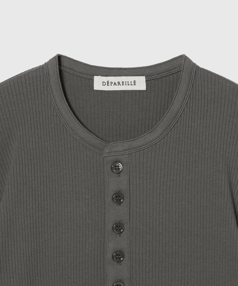 DÉPAREILLÉ ORGANIC COTTON RIB HENRY NECK / オーガニックコットンリブヘンリーネック チャコールグレー