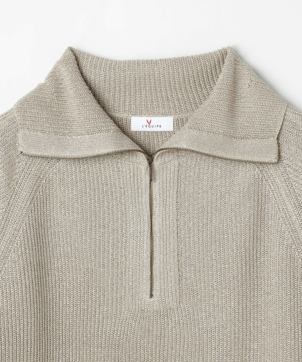 L'EQUIPE ラメハーフZIPニット ベージュ