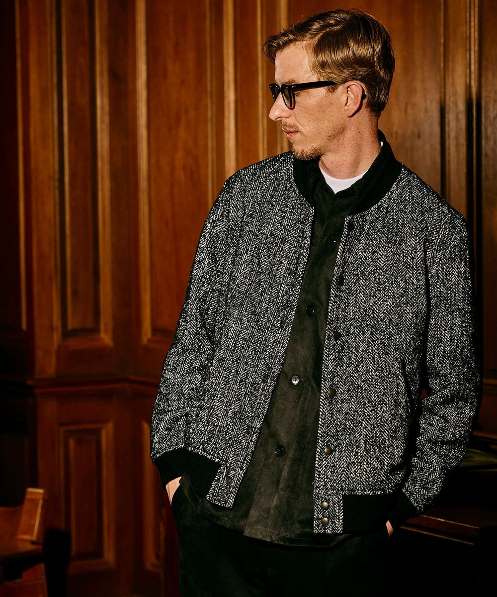 MEN'S BIGI フェイクスエード リラックスフィットシャツ ブラック