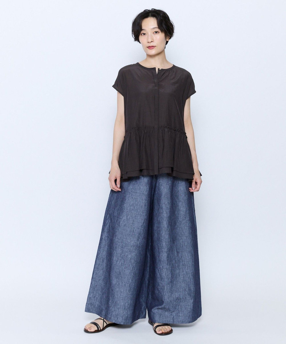 feerique feerique トリアセローンギャザーブラウス ダークブラウン