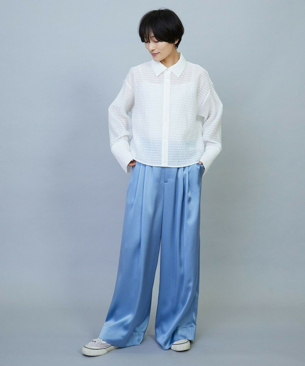 MOGA ソアパールサテンワイドパンツ ブルー
