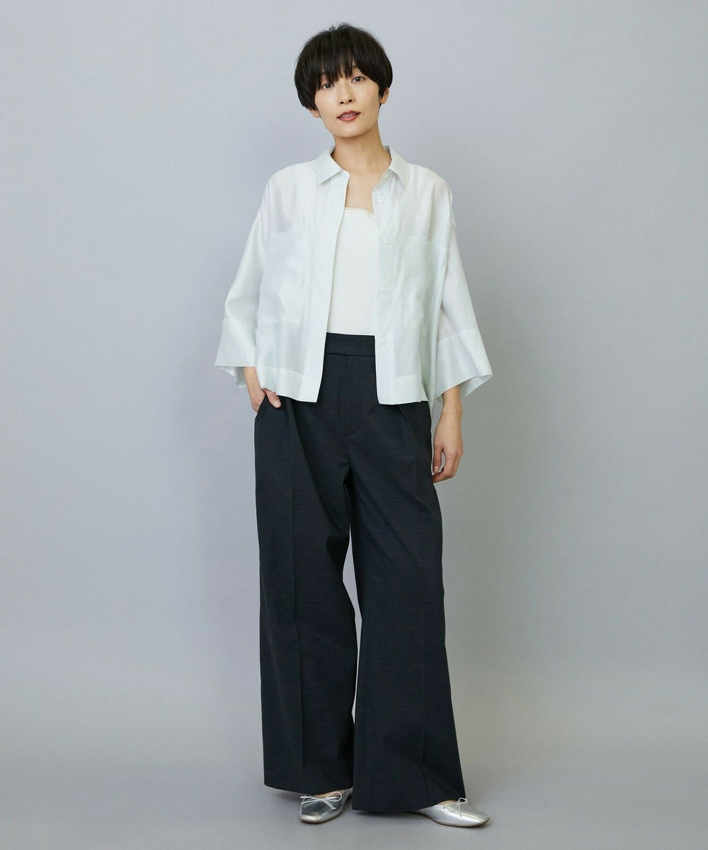 MOGA スタイリスト戸野塚かおるコラボ ドライリネンストレッチストレートパンツ スミクロ