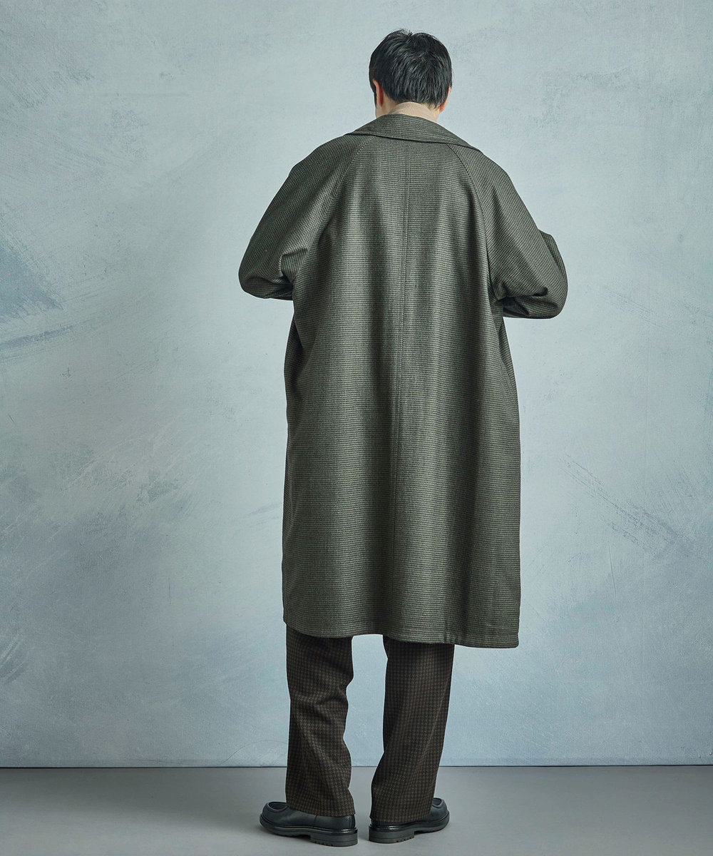 MEN'S BIGI 【50th Anniv . 中田 慎介】 COTTON TWILL x WOOL HOUND'S TOOTH REVERSIBLE COAT ブラウン