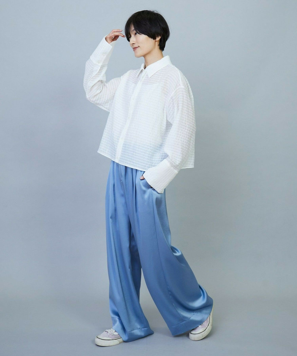 MOGA ソアパールサテンワイドパンツ ブルー