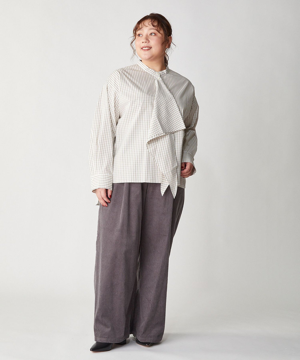 feerique Lサイズ（大きいサイズ） 【大きいサイズ】feerique タイプライターフリルシャツ チェック
