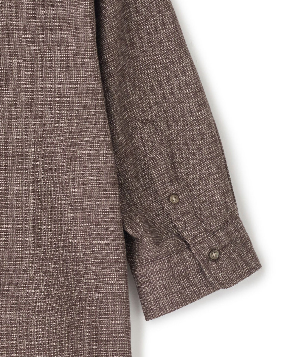 MEN'S BIGI メランジ 七分袖シャツ ブラウン
