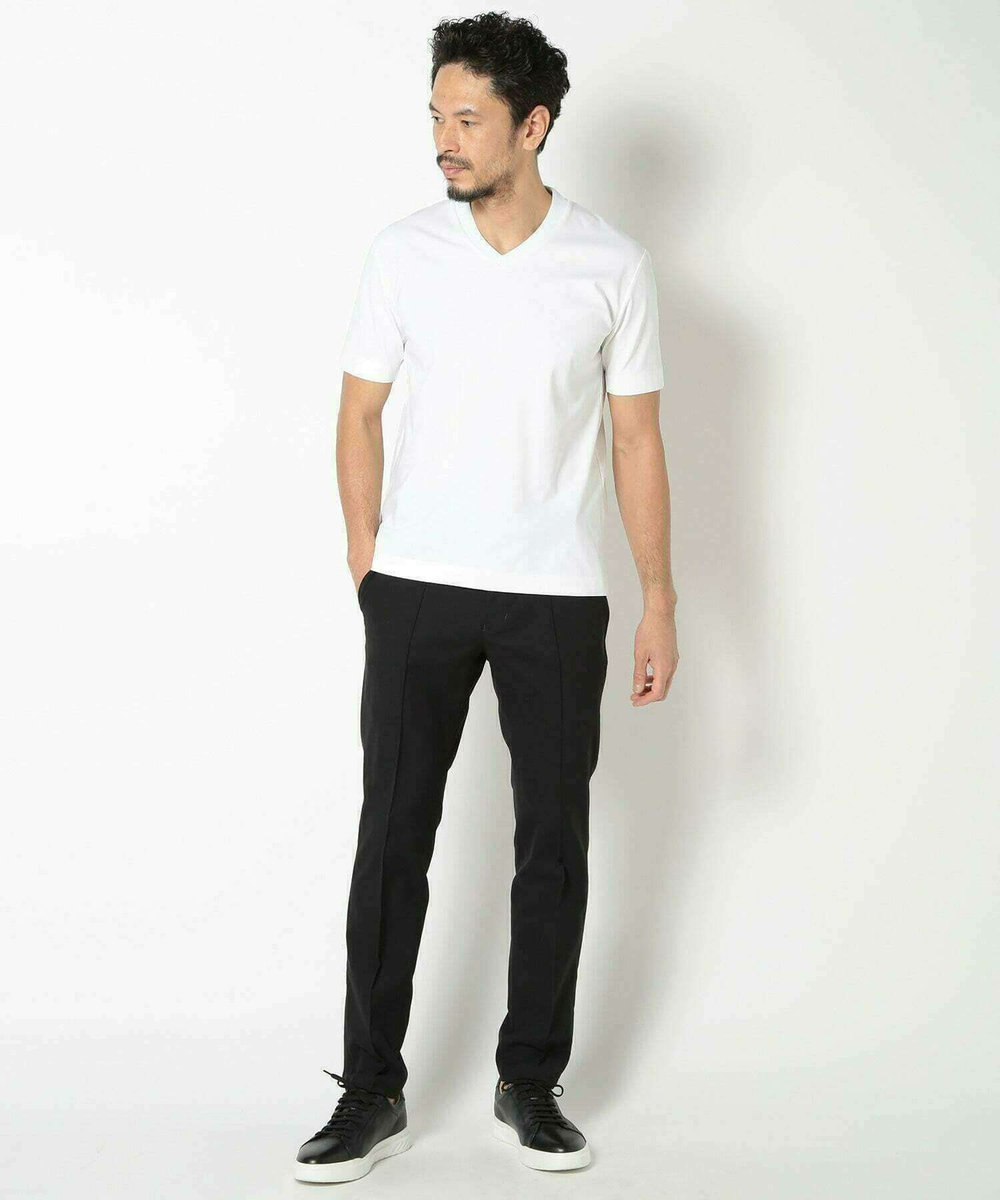 MEN'S BIGI 【ACTIVE TAILOR/アクティブテイラー】シルケットスムースVネックTシャツ＜接触冷感 / UVカット＞ ホワイト