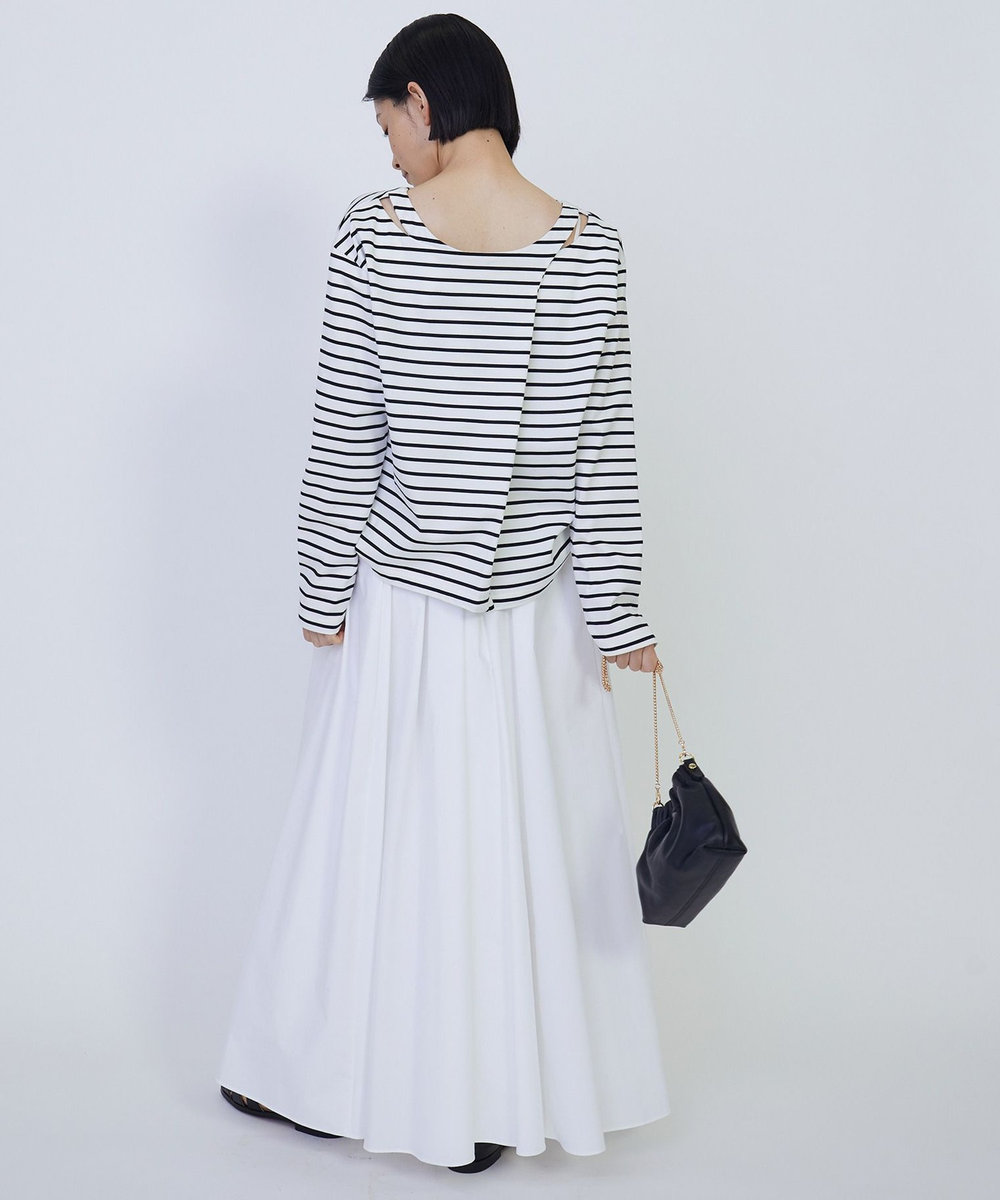 1er Arrondissement バックツイストボーダーロングスリーブＴシャツ オフホワイト