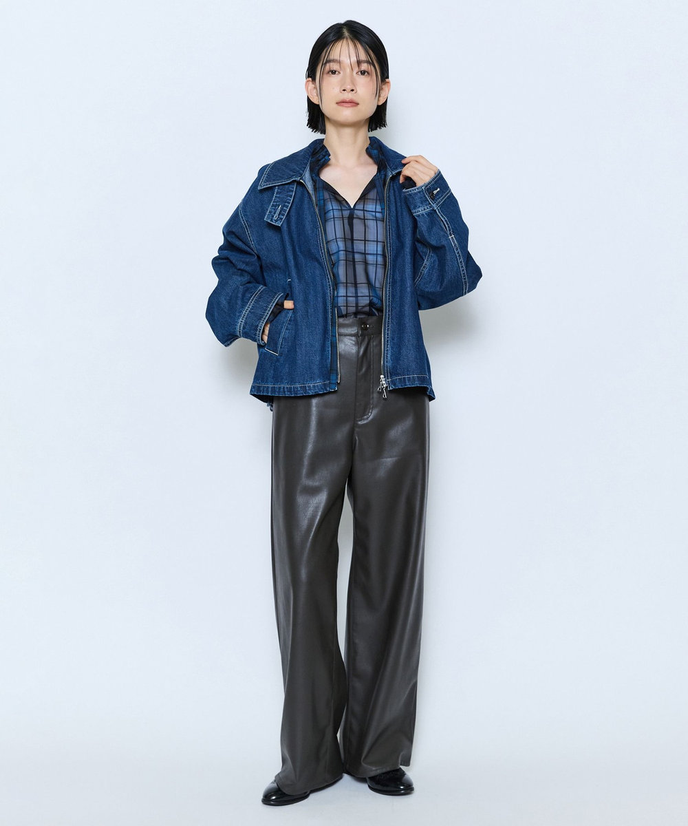 feerique feerique フェイクレザーワイドパンツ ブラウン