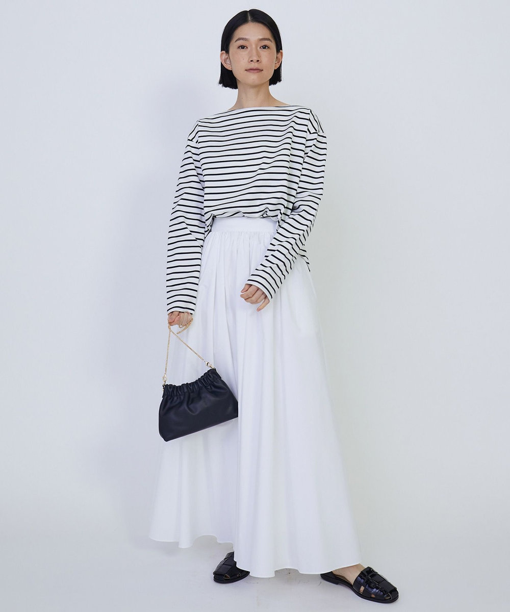 1er Arrondissement バックツイストボーダーロングスリーブＴシャツ オフホワイト