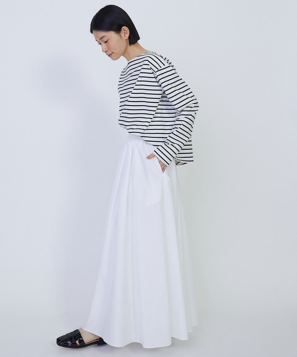 1er Arrondissement バックツイストボーダーロングスリーブＴシャツ オフホワイト