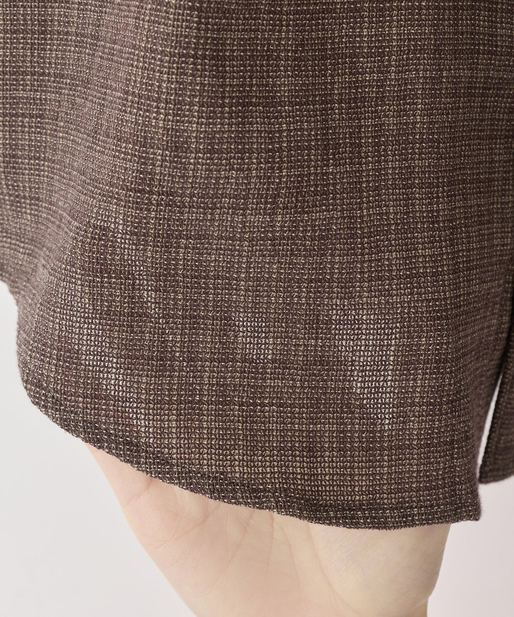 MEN'S BIGI メランジ 七分袖シャツ ブラウン