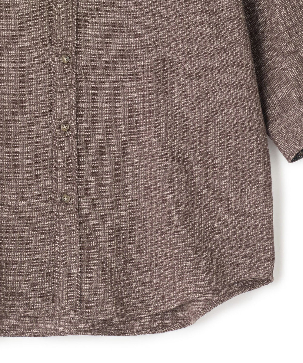 MEN'S BIGI メランジ 七分袖シャツ ブラウン