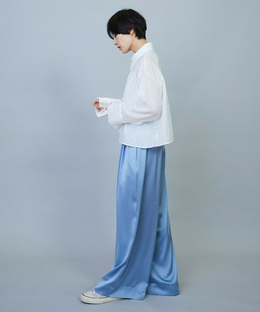 MOGA ソアパールサテンワイドパンツ ブルー