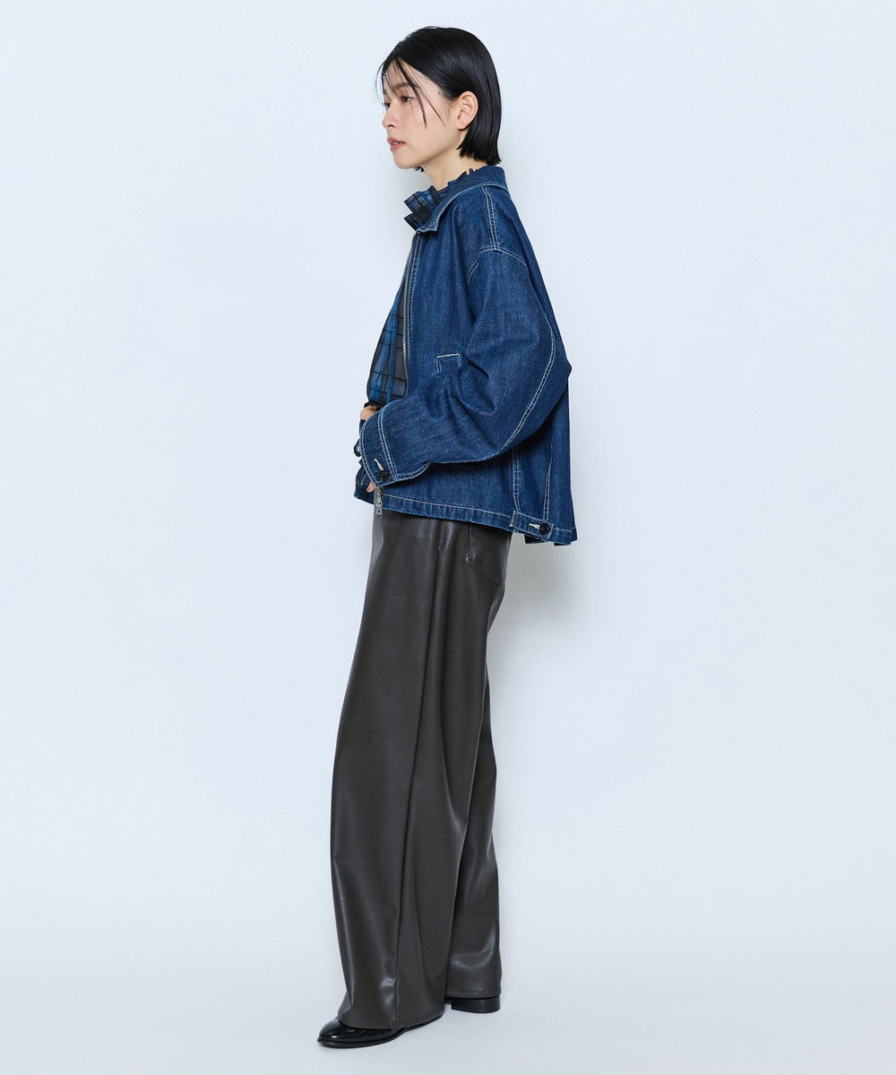 feerique feerique フェイクレザーワイドパンツ ブラウン