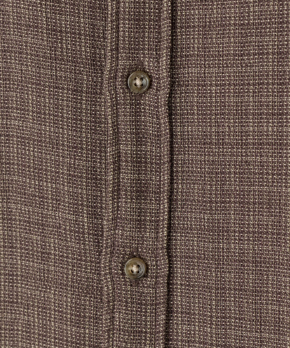 MEN'S BIGI メランジ 七分袖シャツ ブラウン