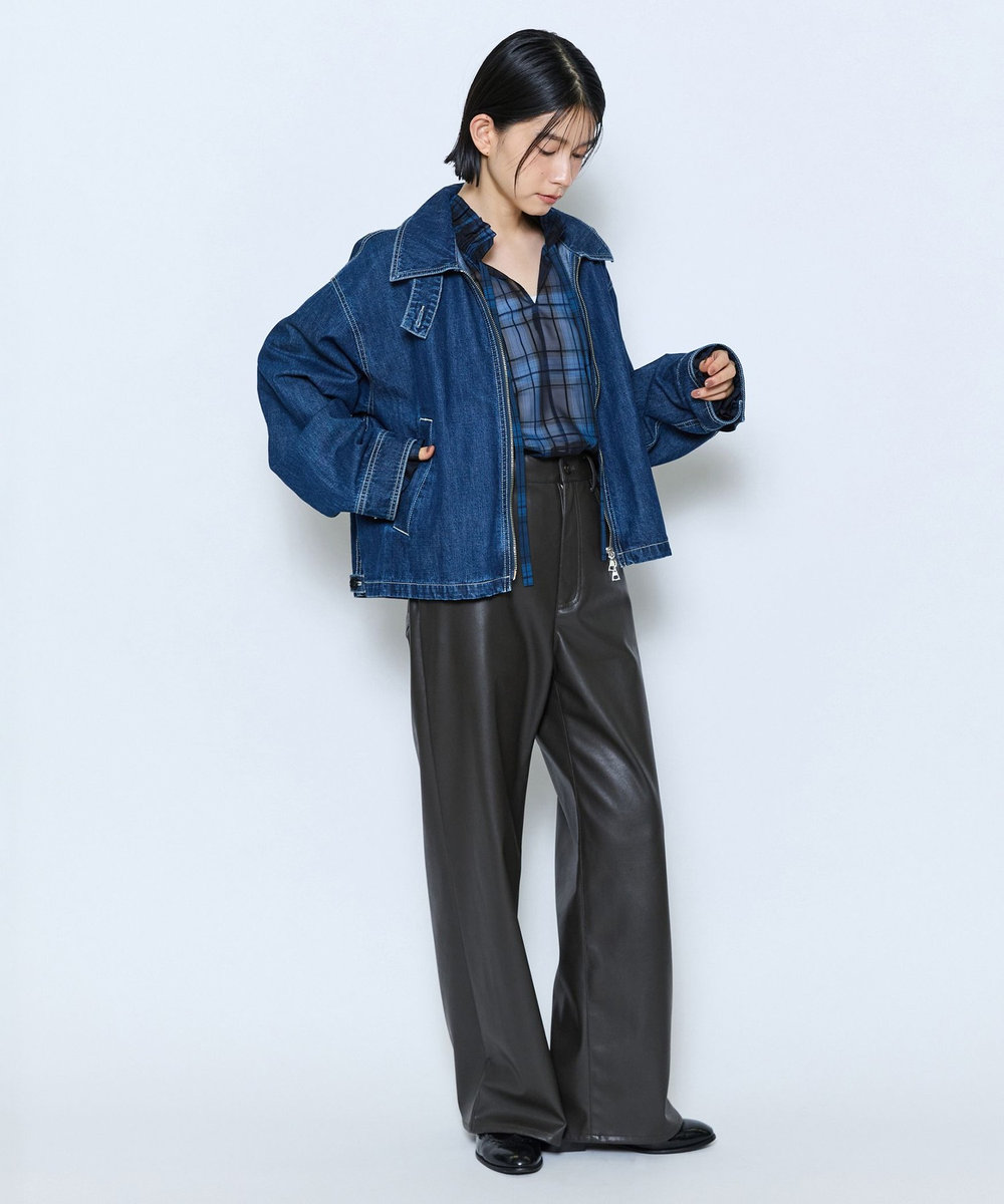 feerique feerique フェイクレザーワイドパンツ ブラウン