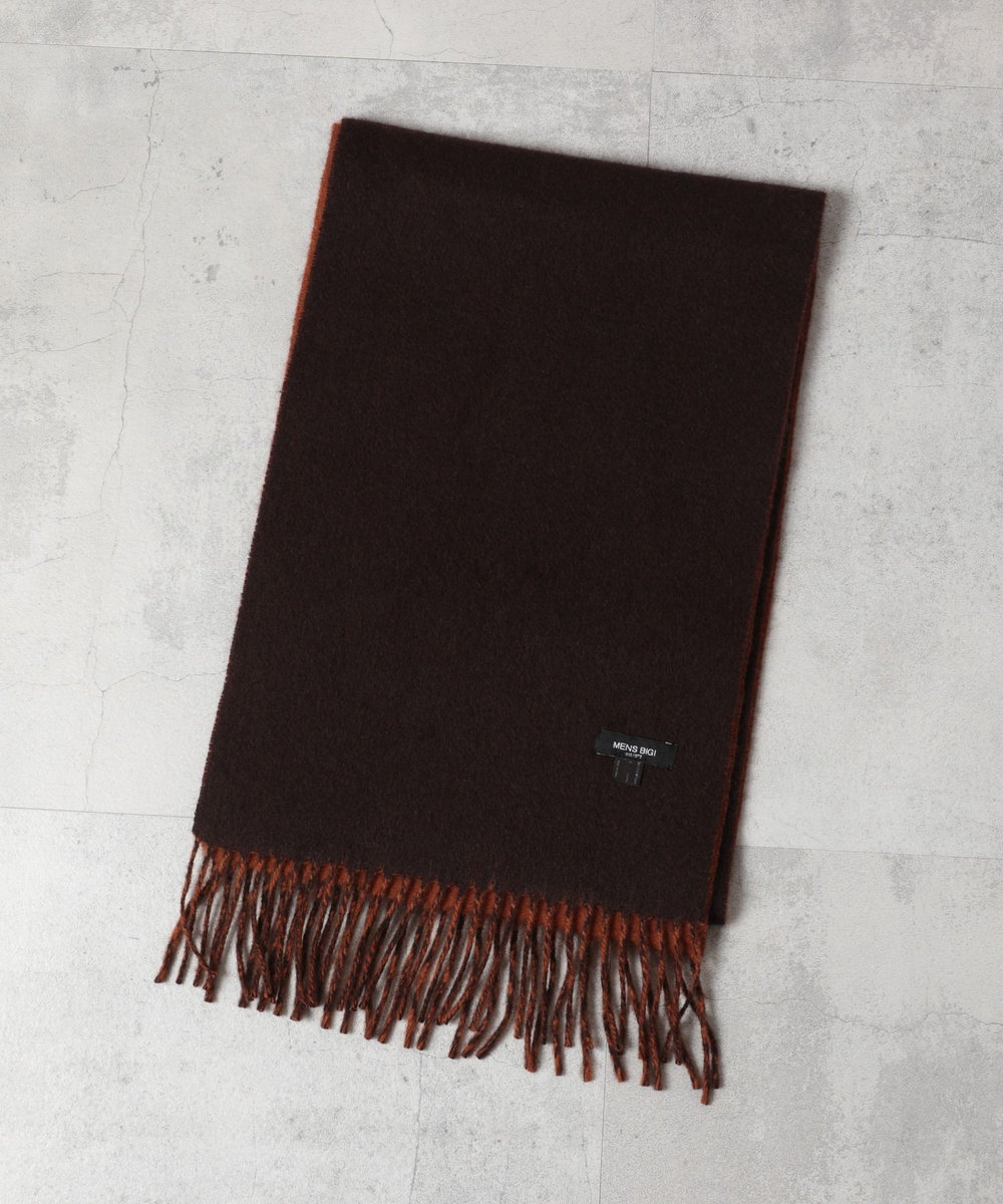 MEN'S BIGI リバーシブルウールマフラー ブラウン