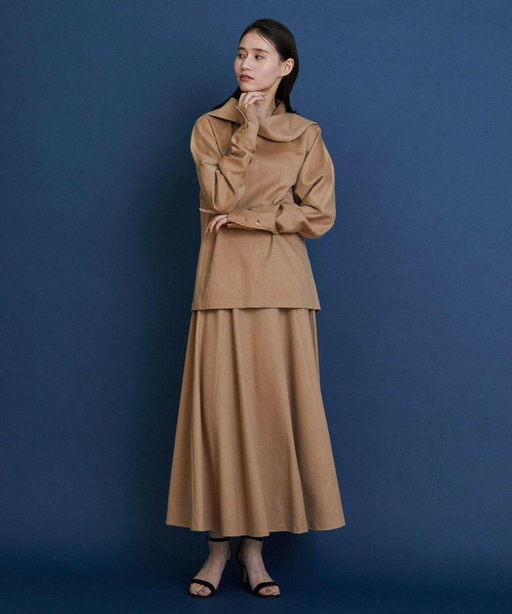 L'EQUIPE COUTURIER ピュアキャメルドレープブラウス キャメル