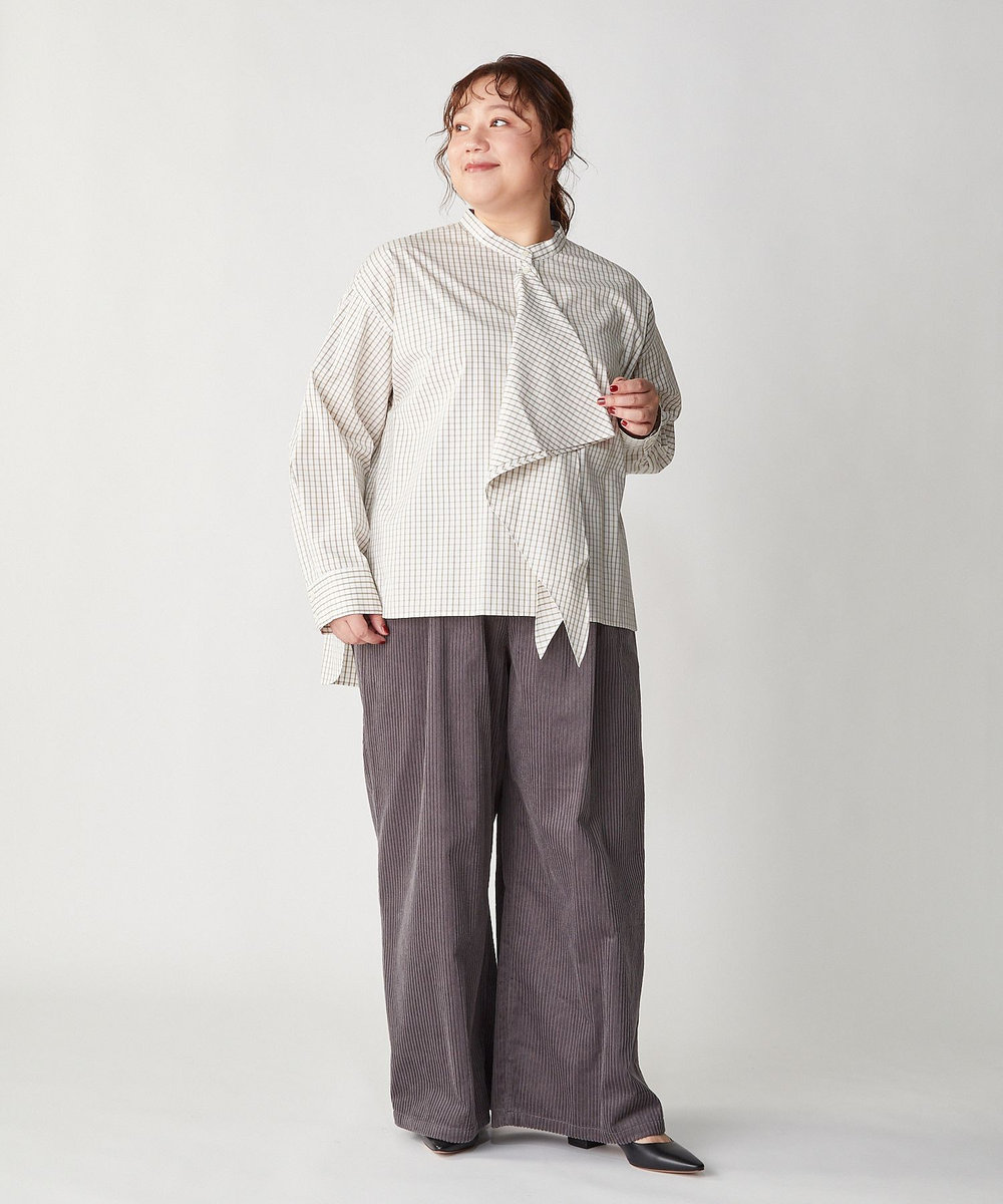 feerique Lサイズ（大きいサイズ） 【大きいサイズ】feerique タイプライターフリルシャツ チェック