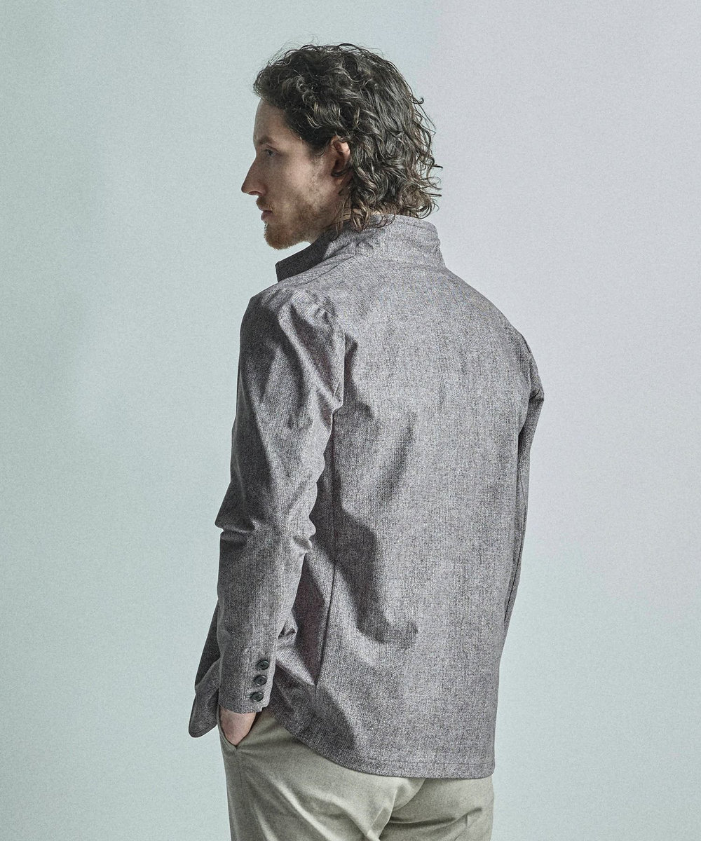 MEN'S BIGI ドットエアーヘリンボーンプリントスタンドカラージャケット＜保温/透湿/撥水/防シワ/ストレッチ＞ チャコールグレー