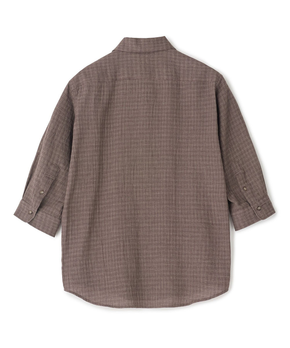MEN'S BIGI メランジ 七分袖シャツ ブラウン