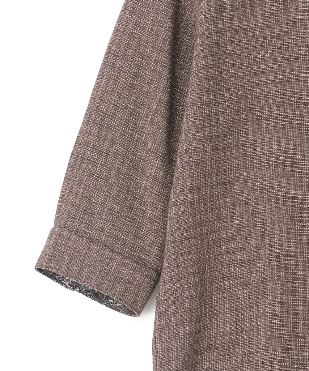 MEN'S BIGI メランジ 七分袖シャツ ブラウン