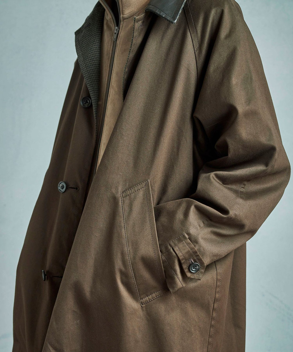 MEN'S BIGI 【50th Anniv . 中田 慎介】 COTTON TWILL x WOOL HOUND'S TOOTH REVERSIBLE COAT ブラウン