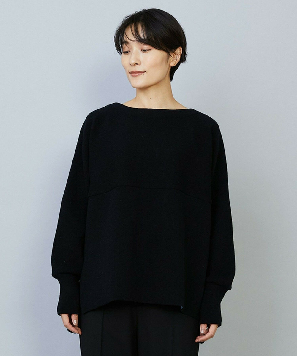 MOGA WOOLEN×AMOSSA ドルマンスリーブ配色ニット ブラック系その他