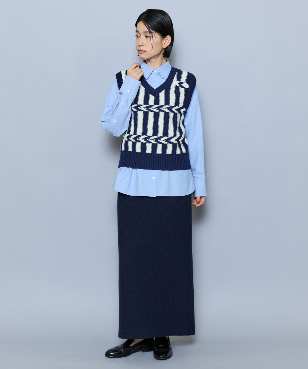 MOGA ダブルニットジャージロングスカート ネイビー