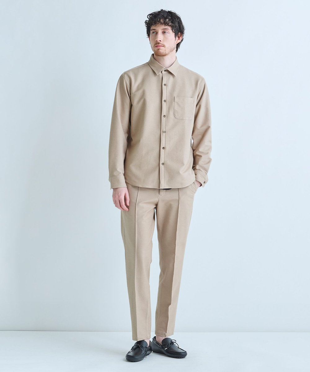 MEN'S BIGI デニムジャージ シャツブルゾン＜ストレッチ＞ ベージュ